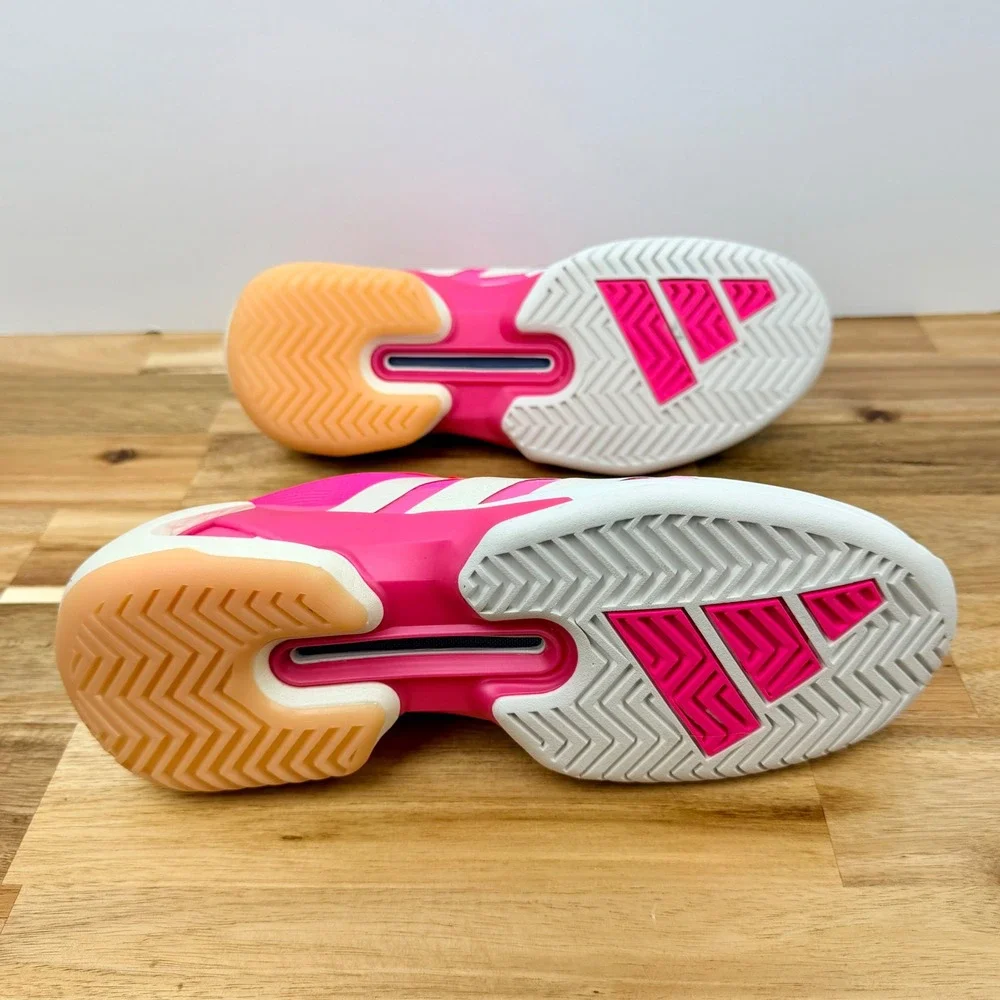 Adidas Ubersonic 5 Tennis Shoes Women's Pink White Heart Lace Up Athletic Size 8
